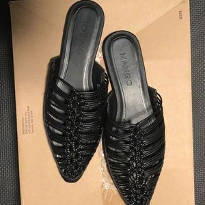 Mango woven slides shoes